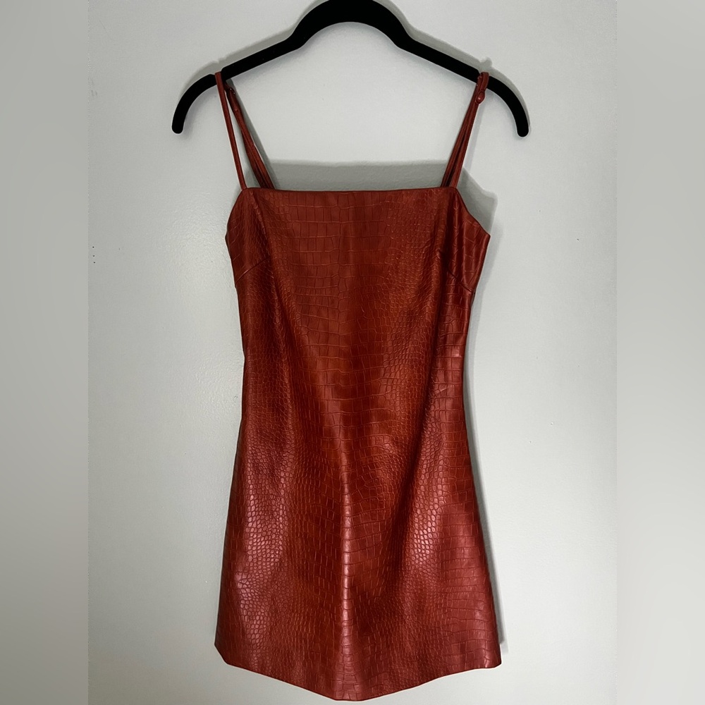 Bardot Tan Croc Mini Dress - Picture 2 of 4